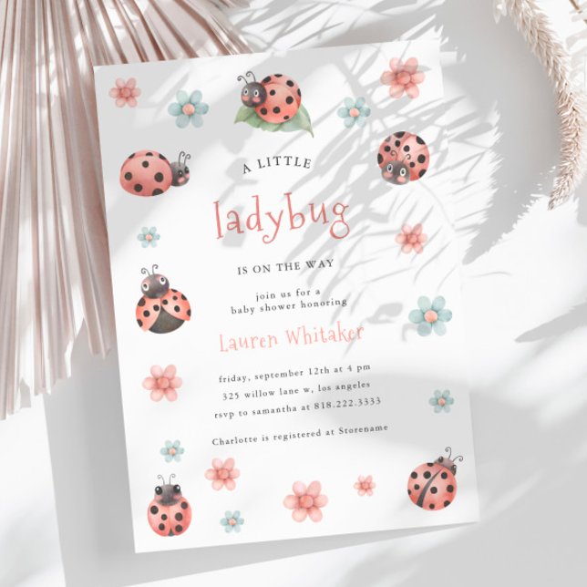 Kleine Ladybug ist auf dem Weg zur Girl Baby Dusch Einladung (Von Creator hochgeladen)
