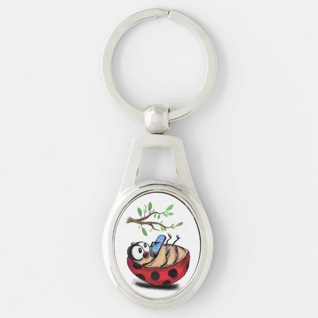 Kleine Ladybug mit Handy-Schlüsselanhänger-Geschen Schlüsselanhänger (Vorderseite)