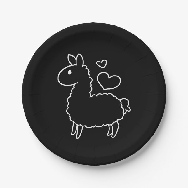 Kleine Lama-Silhouette Pappteller (Vorderseite)