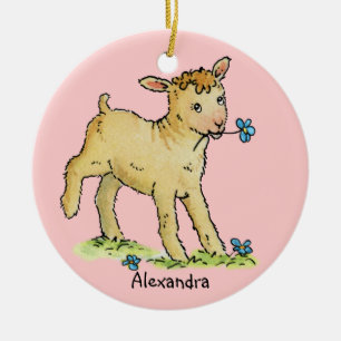 Kleine Lamm-Baby-Verzierung Keramikornament