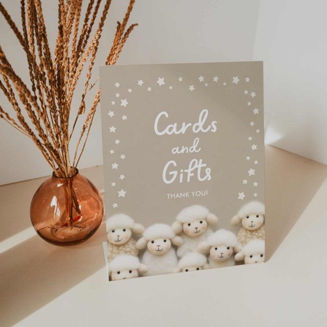 Kleine Lamm-Duschkarten und Geschenke Sockelschild (Cute Little Lamb Cards and Gifts Baby Shower Sign)