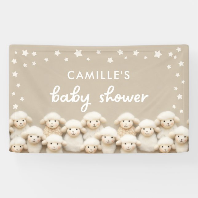 Kleine Lamm-Gender-Neutral-Baby-Dusche Banner (Horizontal)