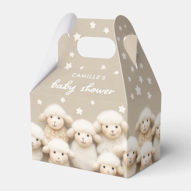 Kleine Lamm-Gender-Neutral-Baby-Dusche Geschenkschachtel (Rückseite)