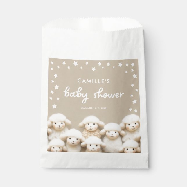 Kleine Lamm-Gender-Neutral-Baby-Dusche Geschenktütchen (Vorderseite)