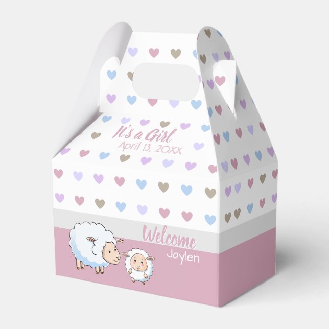 Kleine Lamm-Girl-Babydusche Geschenkschachtel (Vorderseite)