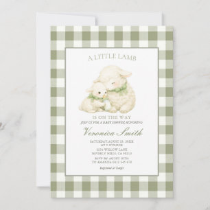 Kleine Lamm-Sage-Gingham-Baby-Party Einladung