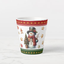 Kleine Latte-Tasse mit Schneemann und Weihnachtske