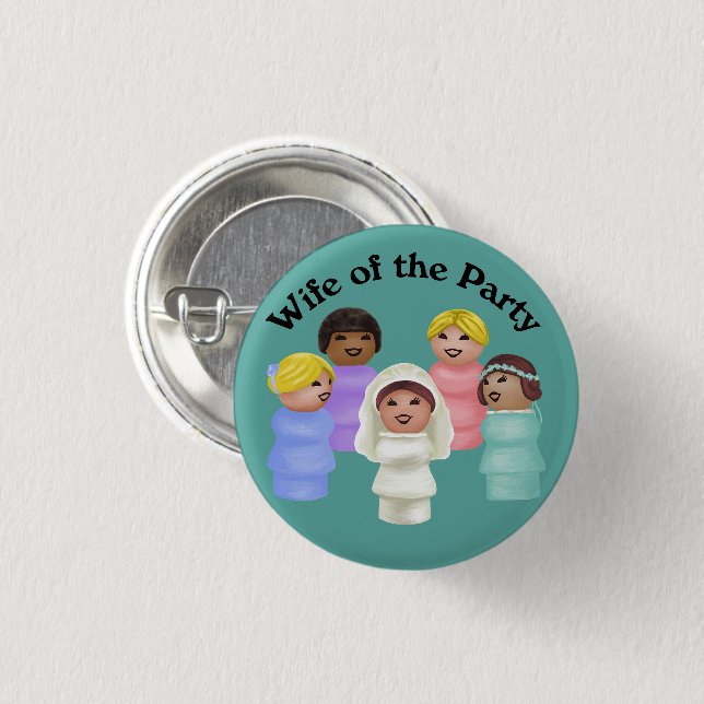 Kleine Leute Ehefrau des Party Button (Vorne & Hinten)