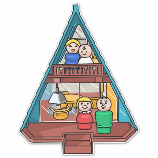 Kleine Leute in ihrem A-Frame-Haus Aufkleber (Vorderseite)