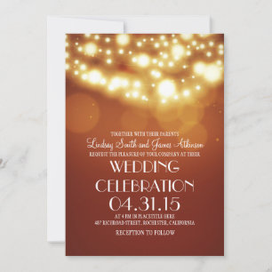 Kleine Lichter orange elegante Hochzeit lädt ein Einladung
