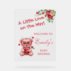 Kleine Liebe auf dem Weg! Rosa Babyparty Acrylschild