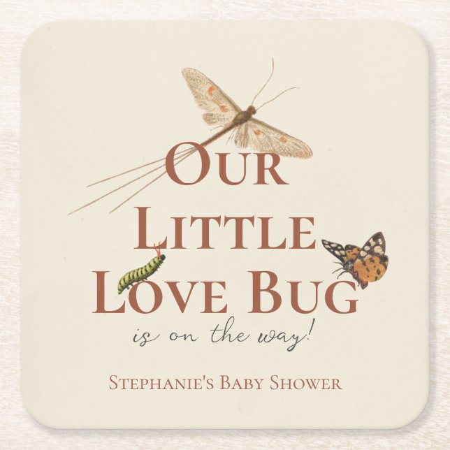 Kleine Liebe Bug Baby Dusche Rechteckiger Pappuntersetzer (Vorderseite)
