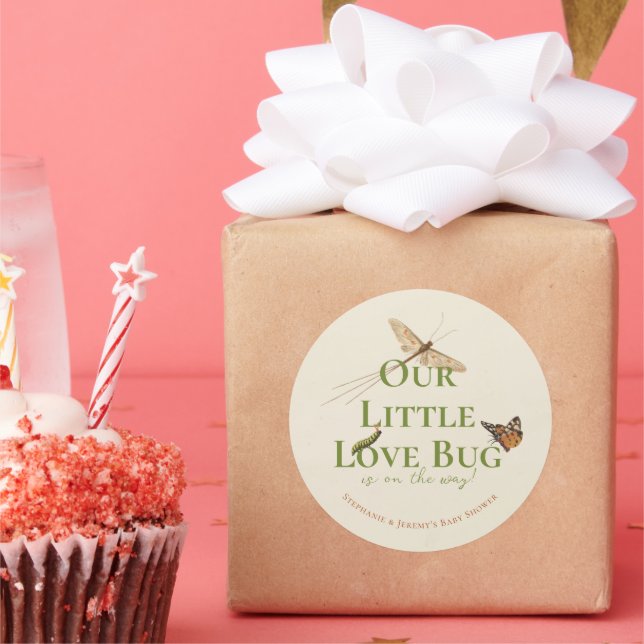 Kleine Liebe Bug Baby Dusche Runder Aufkleber (Party)