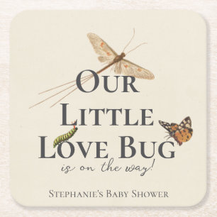 Kleine Liebe Bug Baby Duwer Gender Neutral Rechteckiger Pappuntersetzer