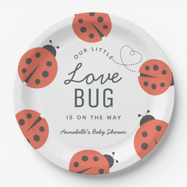 Kleine Liebe Bug Ladybug Babydusche Pappteller (Vorderseite)