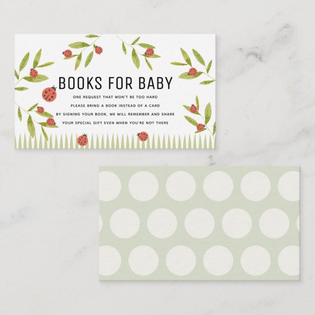 Kleine Liebe Bug Ladybug Bücher für Babydusche Begleitkarte (Vorne/Hinten)