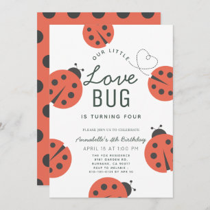 Kleine Liebe Bug Ladybug Girl Geburtstag Einladung