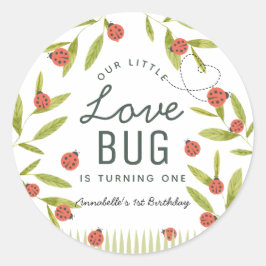 Kleine Liebe Bug Ladybug Leaf Geburtstag Runder Aufkleber