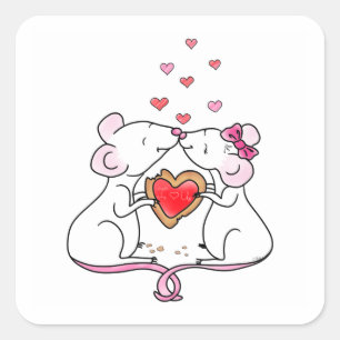 kleine Liebe Mäuse und Herz Square Sticker