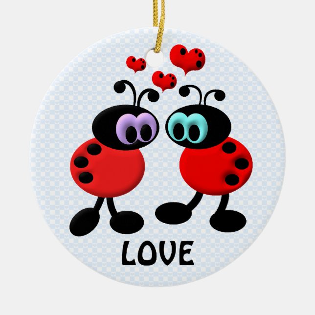 Kleine Liebe-Wanzen Keramik Ornament (Vorne)