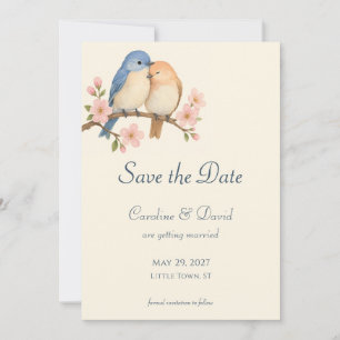 Kleine Liebesvögel Einfache Hochzeit - Datum merke Einladung