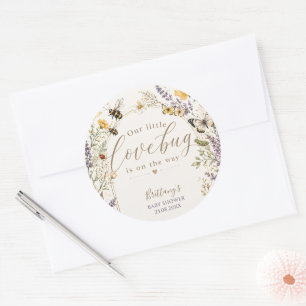 Kleine Liebeswanze Wildblumen-Baby-Party Runder Aufkleber