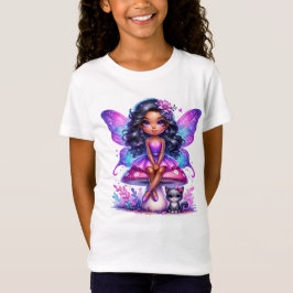 Kleine Lila Fee auf einem Pilz T-Shirt