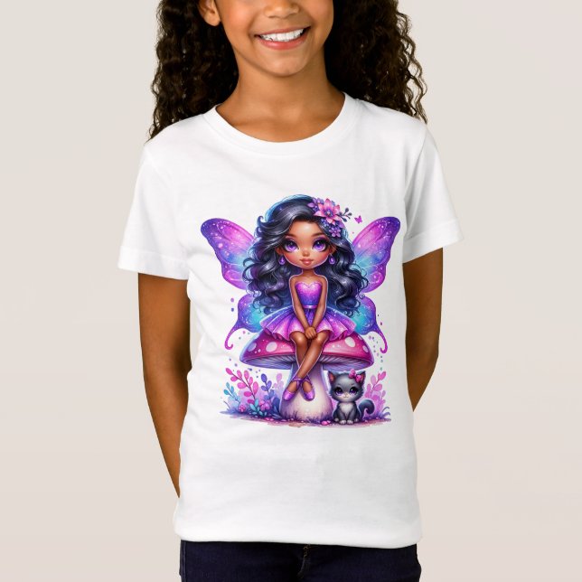 Kleine Lila Fee auf einem Pilz T-Shirt (Vorderseite)