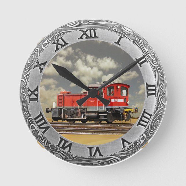 KLEINE LOKOMOTIVE RUNDE WANDUHR (Vorderseite)