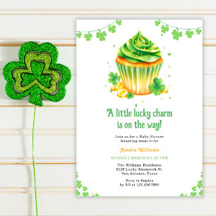 Kleine Lucky Charm Clover Cupcake Baby Dusche Einladung