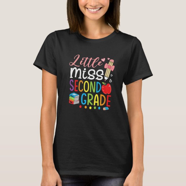 Kleine Mädchen der zweiten Klasse zurück zum Schul T-Shirt (Vorderseite)