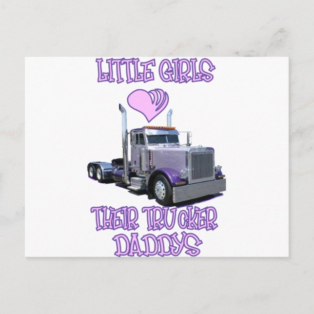 Kleine Mädchen Liebe ihre LKW-Väter Postkarte (Vorderseite)