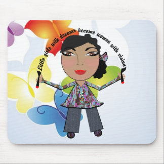 Kleine Mädchen mit Träumen werden Frauen mit Mousepad