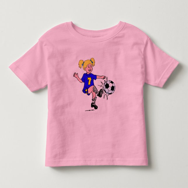 Kleine Mädchen spielen Fußball Kleinkind T-shirt (Vorderseite)