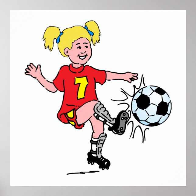 Kleine Mädchen spielen Fußball Poster (Vorne)
