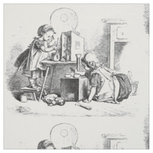Kleine Mädchen spielen Hausätzchen Stoff