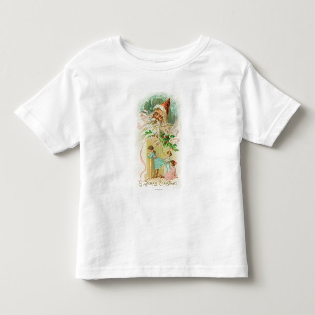 Kleine Mädchen spionieren durch die Zimmertür Kleinkind T-shirt (Vorderseite)
