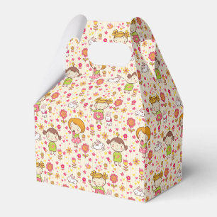 Kleine Mädchen und Blume im Springtime bevorzugen Geschenkschachtel