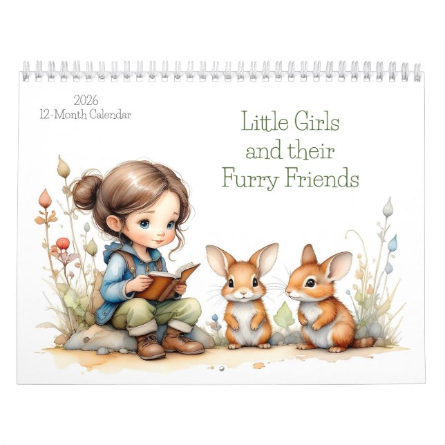 Kleine Mädchen und ihre Furry Friends 12 Monat 202 Kalender (Titelbild)