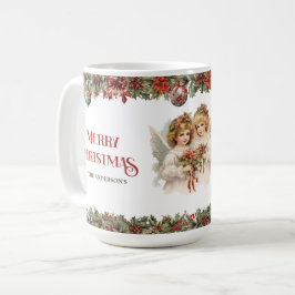 Kleine Mädchen Weihnachten Viktorianische Engel mi Kaffeetasse