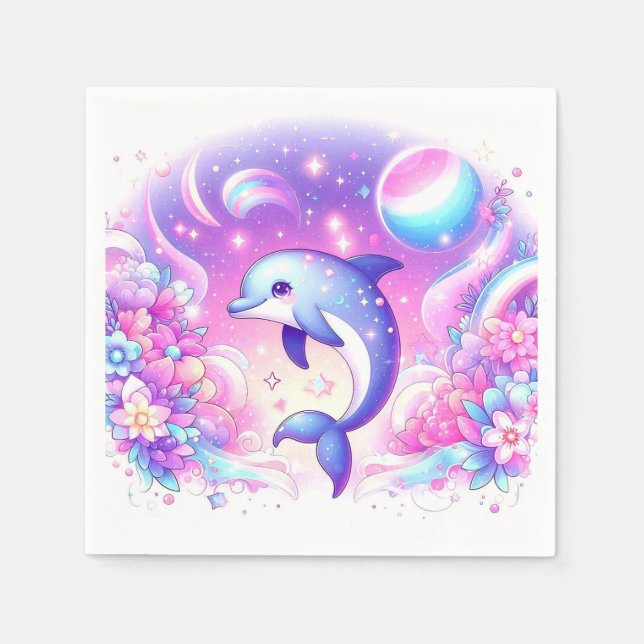 Kleine magische Dolphin-Babydusche Serviette (Vorderseite)