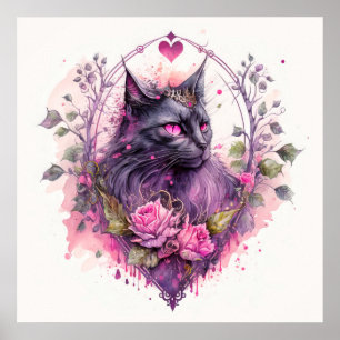 Kleine Majestätische Kitty-Katze Hexe Poster