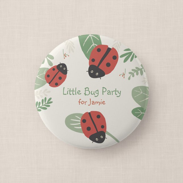 Kleine Marienkäfer-Kinderparty-Gast-Button-Geschen Button (Ladybird Meadow - Party Favor Button)