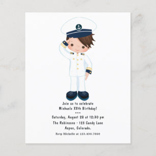 Kleine Marine-Jungen-nautische Geburtstagsfeier Flyer