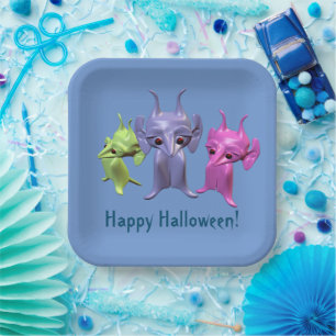 Kleine Marsianer, glückliches Halloween, personali Pappteller