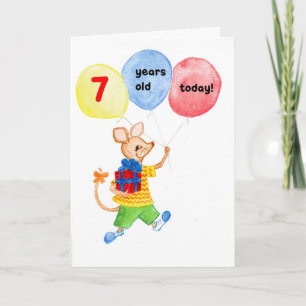 'Kleine Maus' 7. Geburtstagskarte Karte