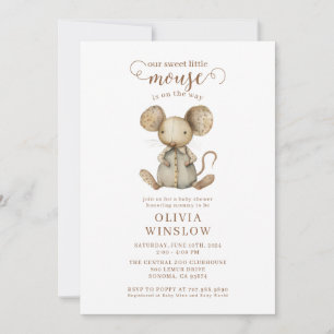 Kleine Maus Aquarell-Baby-Party Einladung