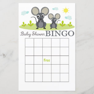 Kleine Maus Baby Shower Bingo Karte