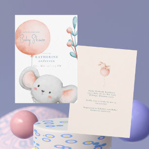 Kleine Maus Blush & Blue Baby Dusche Einladung