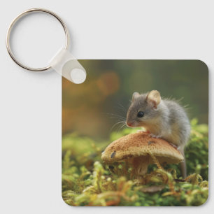 Kleine Maus, die auf einem Pilz sitzt Schlüsselanhänger